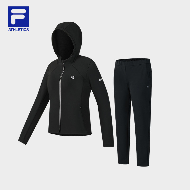 FILA斐乐官方长袖运动套装女春季新款休闲外套裤子跑步健身训练服