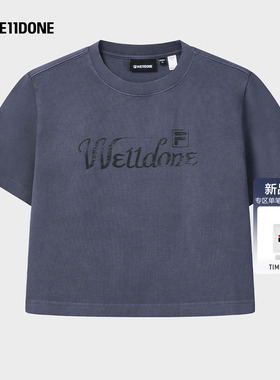 FILA x WE11DONE斐乐针织短袖衫女2026夏新款休闲宽松上衣纯棉T恤