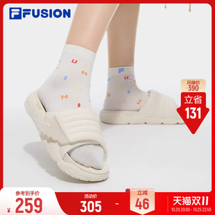 斐乐面包拖鞋｜FILA FUSION运动拖鞋魔术贴26夏季新款女鞋休闲鞋