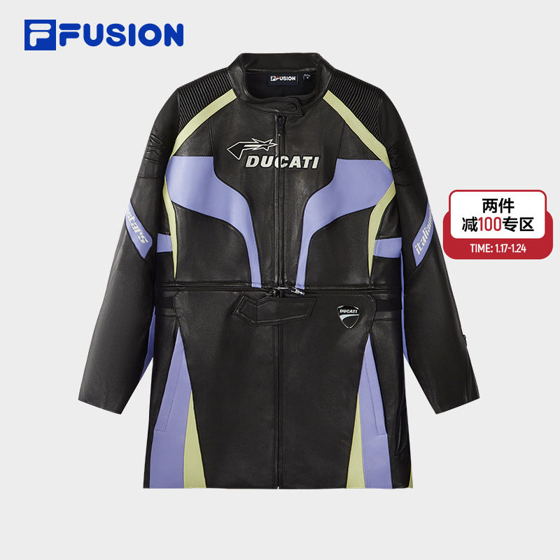 FILA FUSION｜DUCATI斐乐潮牌皮衣女2025冬新款时尚修身两穿外套,运动服/休闲服装,运动茄克/外套,淘宝优惠券,粉丝福利购,淘宝优惠卷