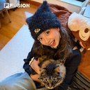FUSION斐乐官方帽子女帽针织帽2025新款 FILA 毛线帽 猫耳帽