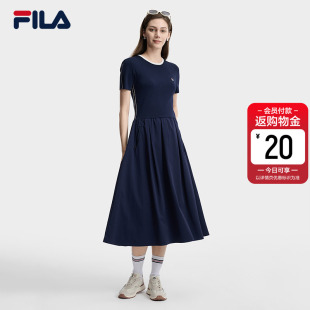 简约修身 新款 显瘦拼接裙子 斐乐官方女子编织连衣裙2026夏季 FILA