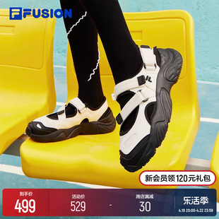 FILA 男鞋 FUSION斐乐玛丽珍凉鞋 女鞋 凉拖魔术贴海螺沙滩鞋 夏季