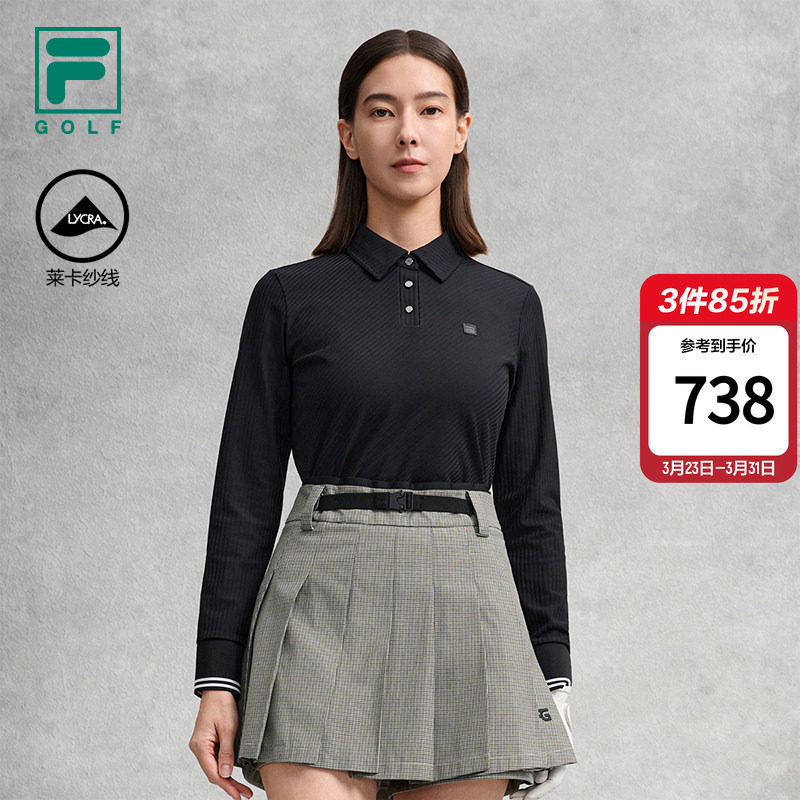 FILA 斐乐官方女子针织长袖POLO衫2026春新款高尔夫运动