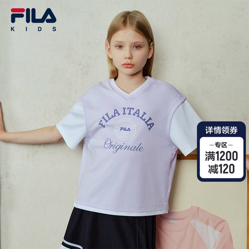 FILA KIDS斐乐童装儿童纯棉宽松短袖T恤夏季款男女童休闲透气上衣 - 封面