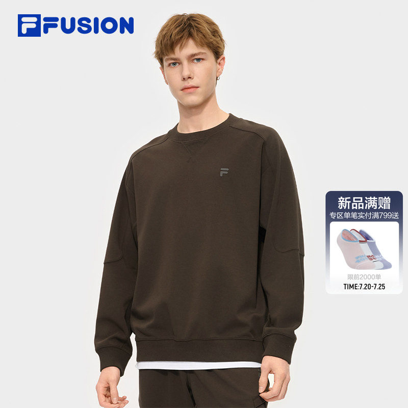 FILA FUSION斐乐潮牌男子套头卫衣冬季新款休闲宽松时尚针织上衣