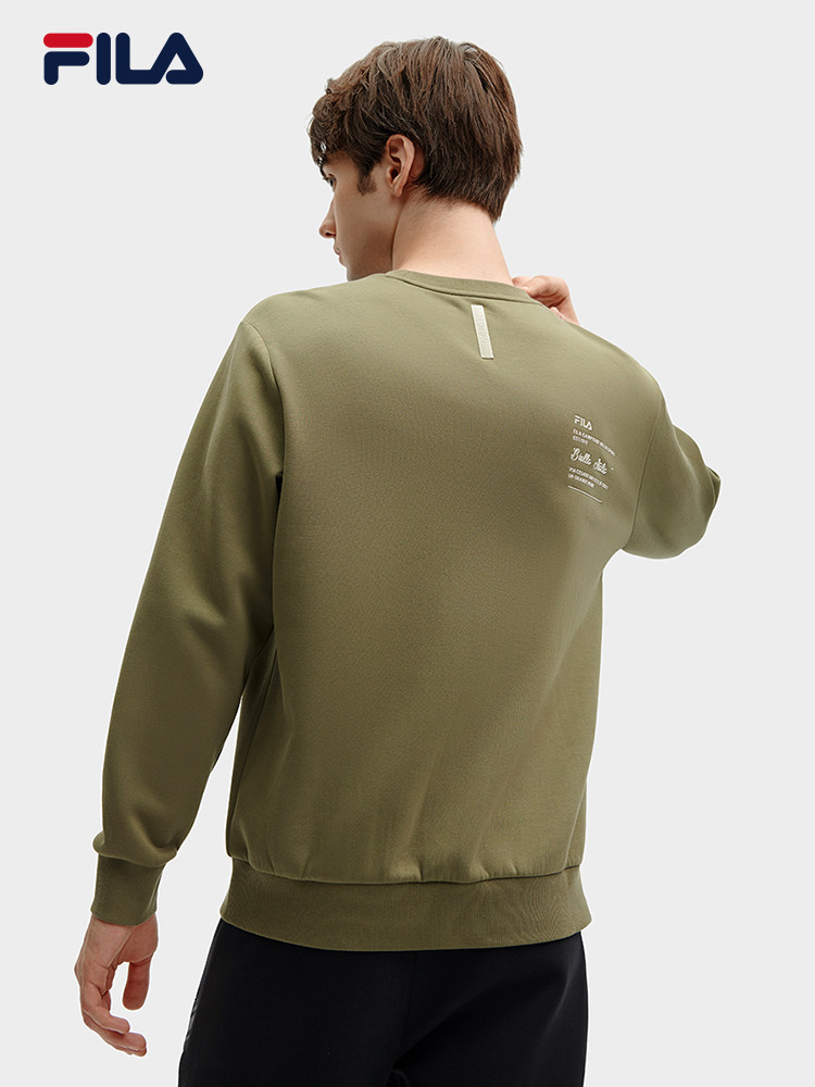 FILA 공식 남성 니트 풀오버 스웨트 셔츠 스포츠 캐주얼 긴팔 기본 라운드넥 탑