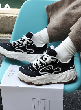 流沙鞋|杨幂同款FILA 斐乐女BROOK 2秋冬面包板鞋黑色休闲运动鞋