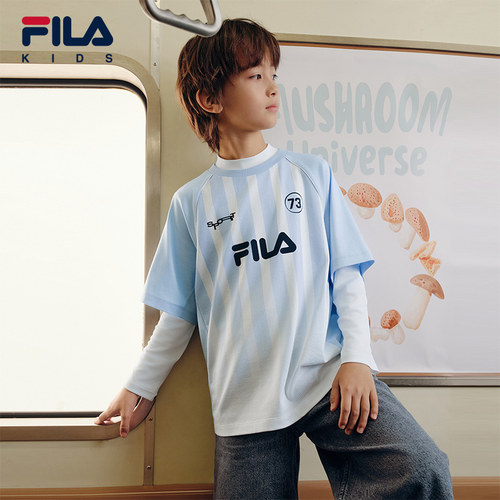 FILA KIDS斐乐童装男大童短袖T恤2026秋季新款儿童舒适休闲上衣