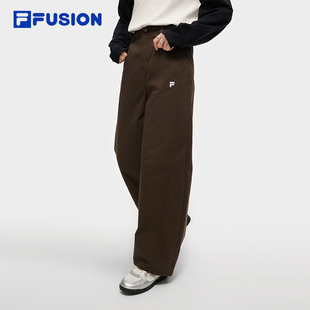 FUSION斐乐潮牌梭织长裤 宽松纯棉休闲裤 女2025秋季 时尚 新款 FILA