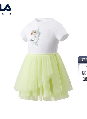 FILA KIDS斐乐童装女小童连衣裙2026秋季新款儿童潮酷针织休闲裙