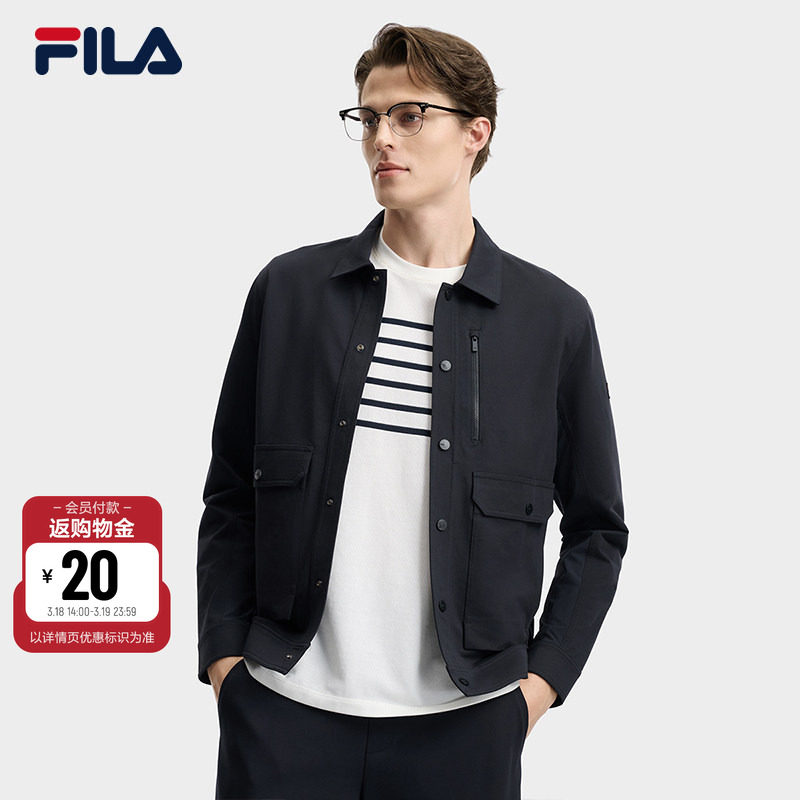 FILA斐乐官方男针织长袖外套2026夏新款工装商务休闲行政夹克上衣
