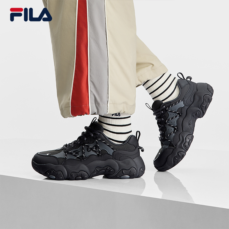 FILA 斐乐女鞋猫爪6老爹鞋运动鞋2025秋季新款鞋子黑色休闲鞋男鞋