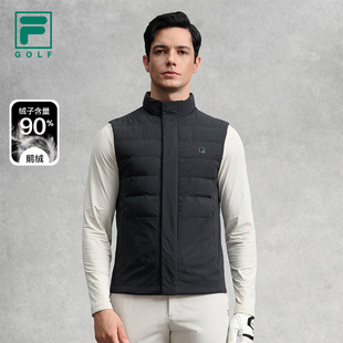 高尔夫运动保暖立领外套黑 新款 鹅绒FILA 斐乐官方男羽绒马甲冬季