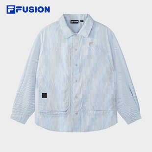 2025冬新款 FILA 衬衫 梭织长袖 纯棉宽松上衣 FUSION斐乐潮牌情侣款