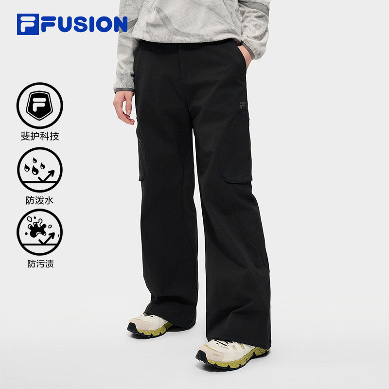 FILA FUSION斐乐潮牌梭织加绒长裤女2026春季新款宽松工装裤子男