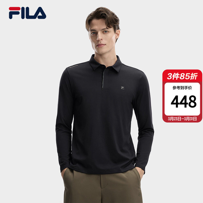 FILA 斐乐官方男子针织长袖POLO衫2026春季新款休闲简约