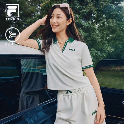斐乐速干网球短袖POLO衫女