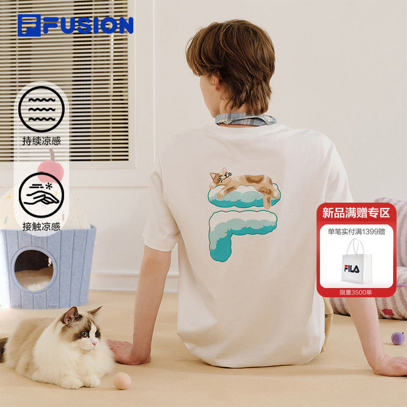 FILA FUSION斐乐潮牌情侣款针织短袖衫2026夏新款宽松