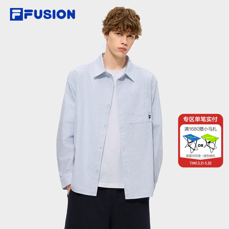 FILA FUSION斐乐潮牌情侣款梭织长袖衬衫2026夏新款纯