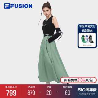 FILA FUSION斐乐潮牌背心连衣裙女2024夏新款时尚拼接休闲无袖裙