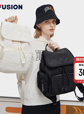 FILA FUSION斐乐官方背包女包双肩包运动包学生书包黑色包包