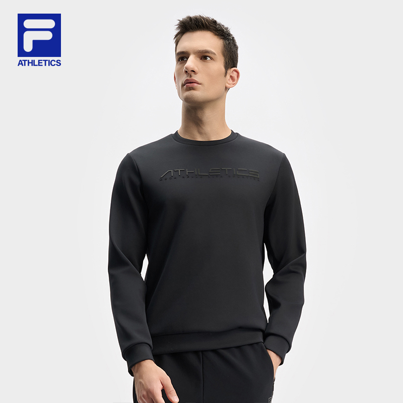 FILA 斐乐官方男士套头卫衣2024冬新款健身运动基础针织长袖上衣