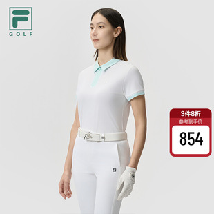 高尔夫运动防晒上衣 FILA 斐乐官方女子针织短袖 POLO衫 2025夏新款