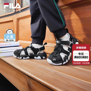 2025夏新款 FILA KIDS斐樂童鞋 兒童涼鞋 男女小童包頭魔術貼透氣鞋