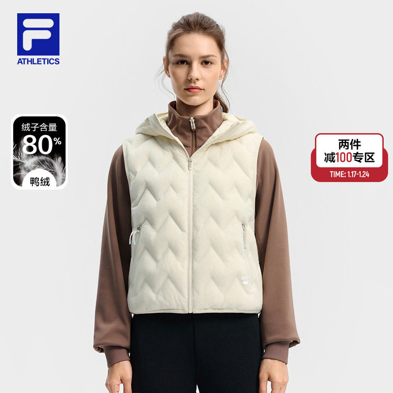 FILA斐乐官方女保暖羽绒马甲冬季新款健身运动连帽羽绒服休闲上衣,运动服/休闲服装,羽绒马甲,淘宝优惠券,粉丝福利购,淘宝优惠卷