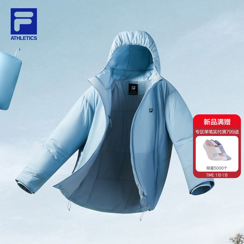 FILA斐乐官方男士棉服2026春季新款健身运动简约宽松保暖连帽外套