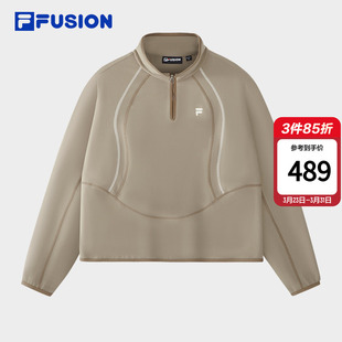 绒面基础针织上衣 新款 FILA FUSION斐乐潮牌女子套头卫衣2026春季