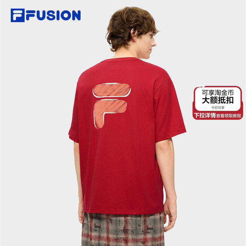 FILA FUSION斐乐潮牌情侣款针织短袖2026春新年款宽松