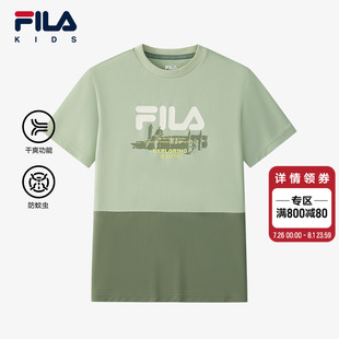 新款 FILA T恤2025秋季 KIDS斐乐童装 儿童运动宽松上衣 男大童短袖
