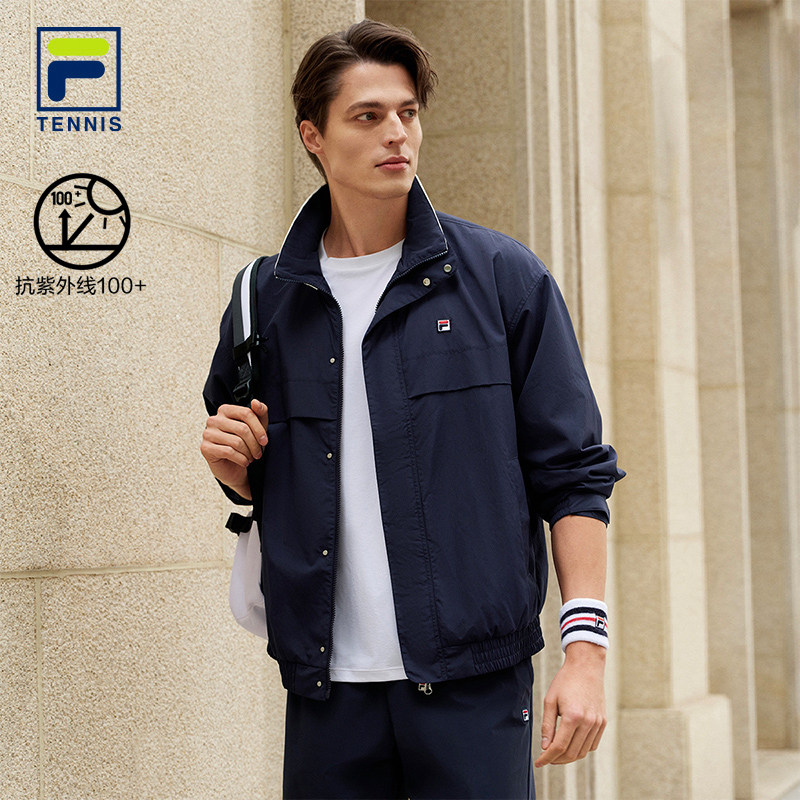 FILA斐乐官方男女梭织外套2026春新网球运动领口拼色工装防晒夹克