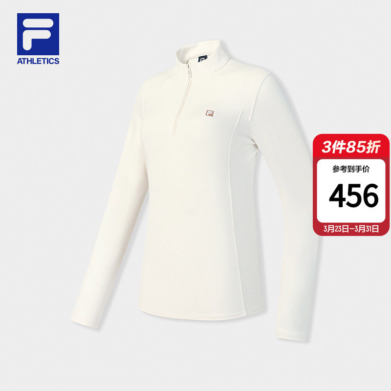 FILA 斐乐官方女子针织长袖上衣2026春新款健身运动修身半拉