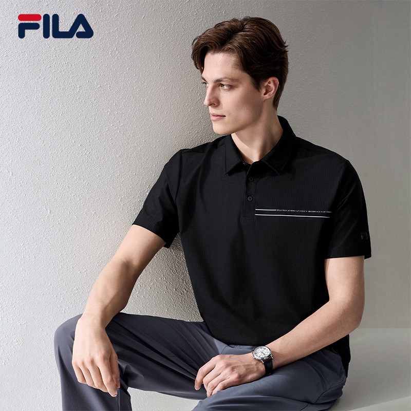 凉感 防晒|FILA 斐乐男子菁英短袖POLO衫2026夏季新款舒适上衣