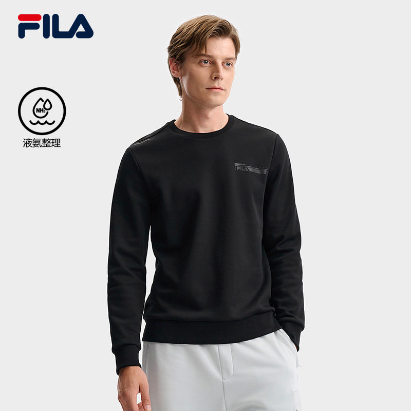 FILA 斐乐官方男子套头卫衣2025冬新款基础休闲加绒针织长袖上衣