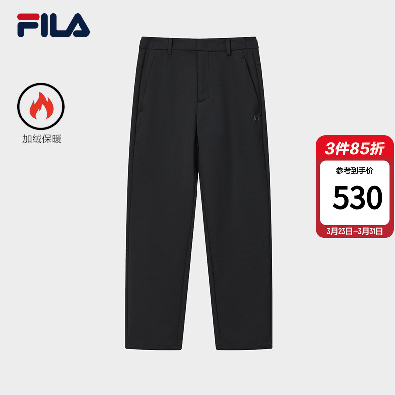 FILA 斐乐官方男士针织长裤2026春季新款休闲运动基础加绒直