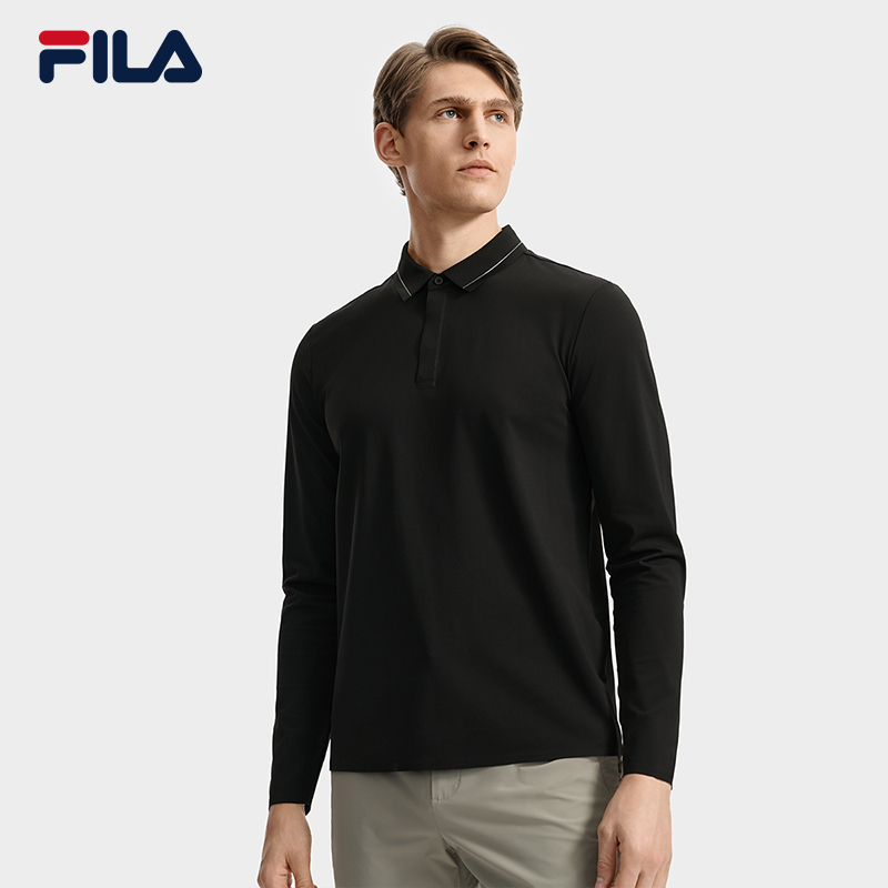 王阳同款 FILA 斐乐官方男子针织长袖POLO衫2025秋季新款通勤上衣
