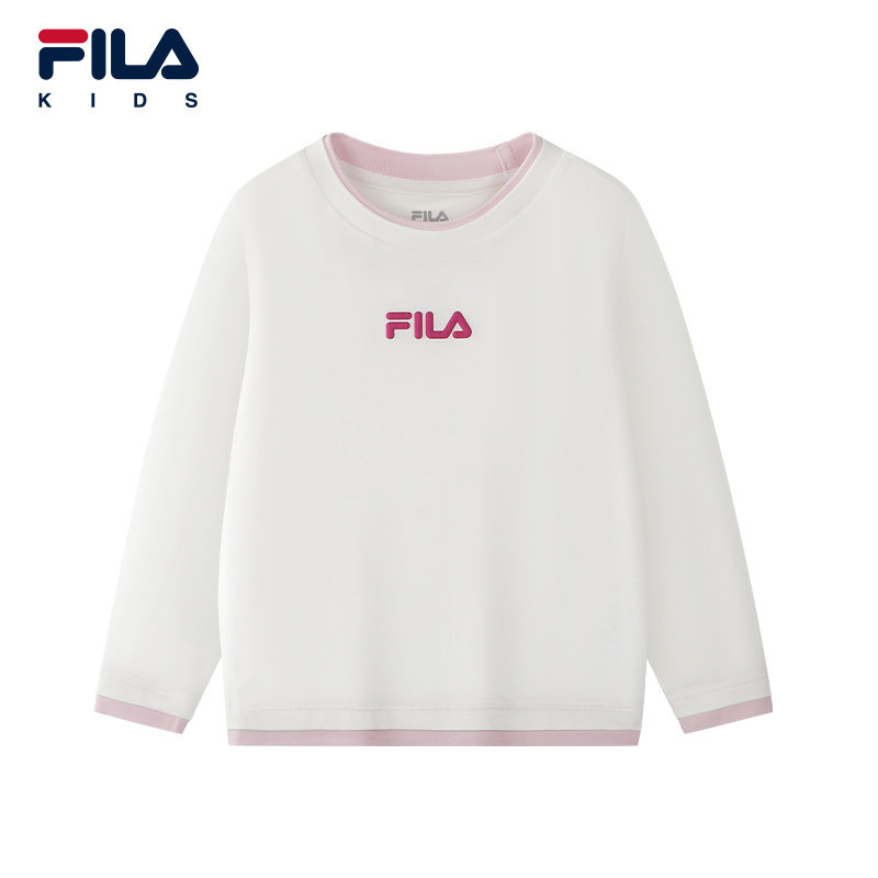 FILA KIDS斐乐童装女小童长袖T恤26冬季新款儿童户外运动圆领上衣
