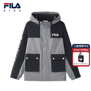 新款 儿童外套2025秋季 男大童休闲梭织连帽上衣 KIDS斐乐童装 FILA