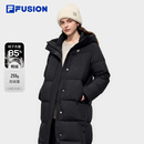 新款 羽绒服女2025冬季 休闲保暖连帽外套 FUSION斐乐潮牌长款 FILA