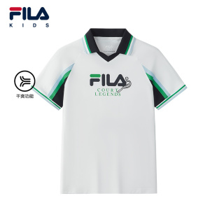 KIDS斐乐童装 POLO衫 FILA 男大童短袖 儿童运动透气上衣 2025季 新款
