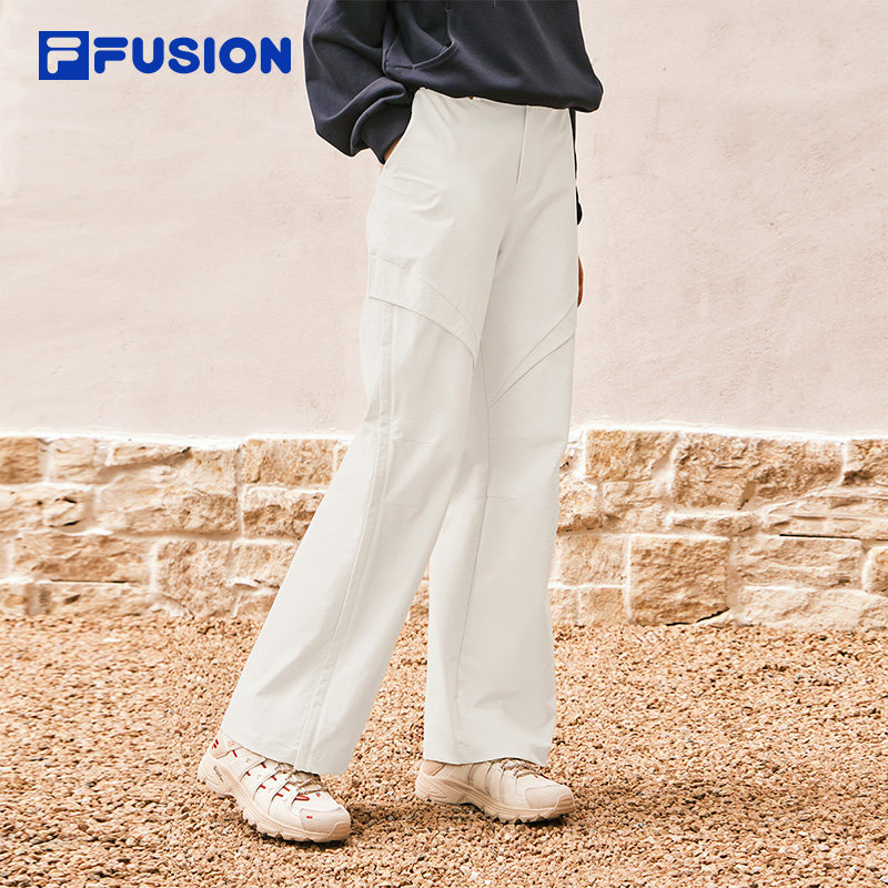 FILA FUSION斐乐潮牌梭织长裤女2026春季新款户外休闲宽松直筒裤
