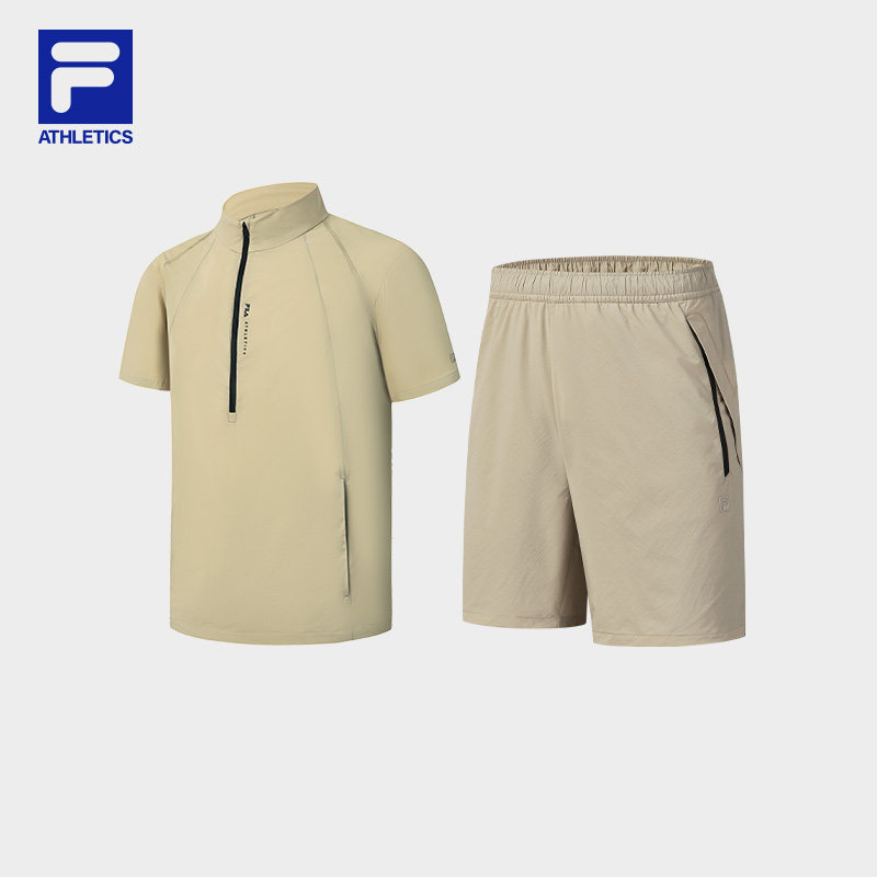 FILA斐乐官方短袖运动套装男夏季新款短袖T恤短裤休闲跑步训练服
