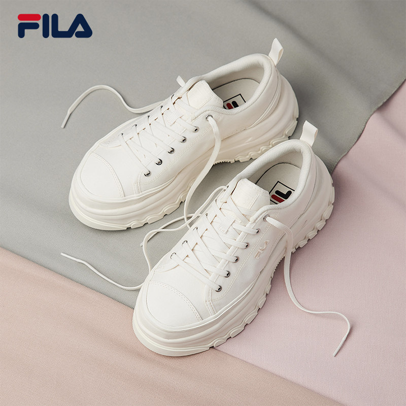 胖胖底|FILA斐乐官方LAVA女鞋厚底帆布鞋增高休闲鞋运动鞋黑色鞋