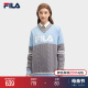 2024春新款 FILA 休闲舒适撞色拼接V领毛衣 时尚 斐乐官方女子编织衫