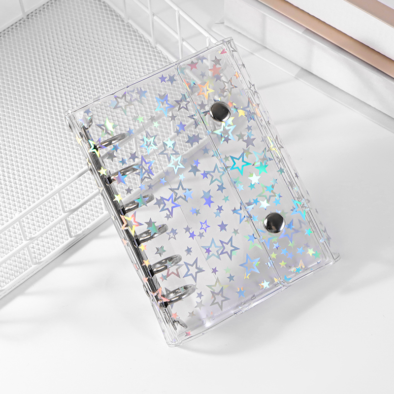 a7三折活页外壳镭射星星手账本