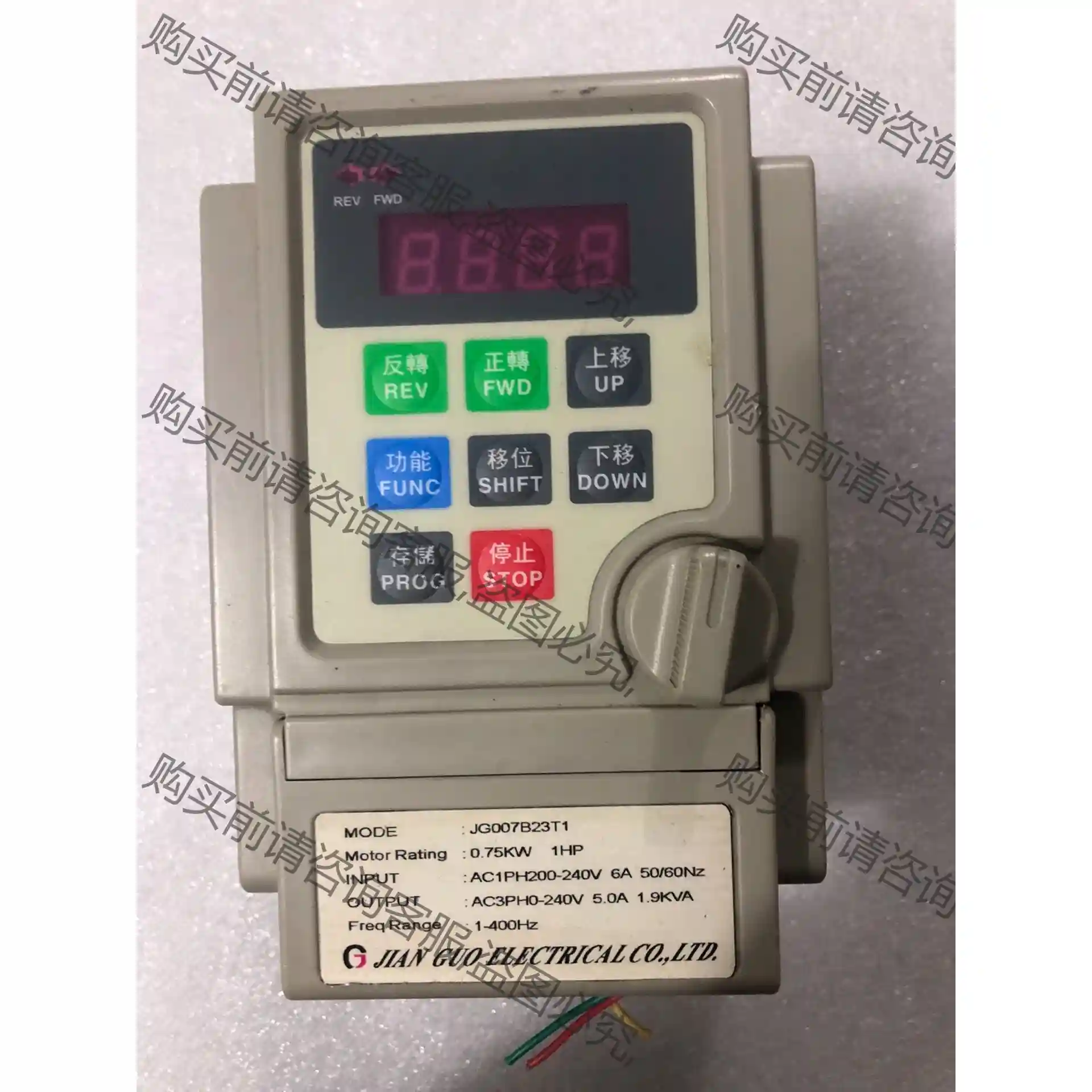 变频器JG007B23T1 (0.75KW) 拆机现货，功能 先议价 包上机好用